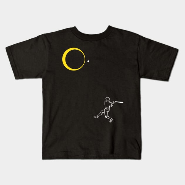 Solar Eclipse 2024 Baseball Player Batting towards the Sun Kids T-Shirt by Julio Regis